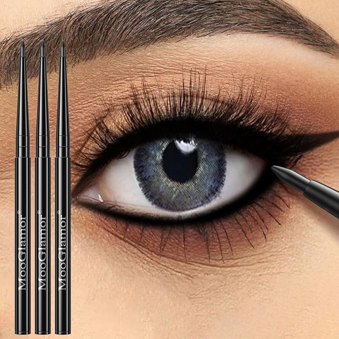 New 12 Pcs Black Eyeliner Pencil Gel Eyeliner Pen with Retractable and Waterproof Eye Liner for Bold and Defined Eye Liner（Black）