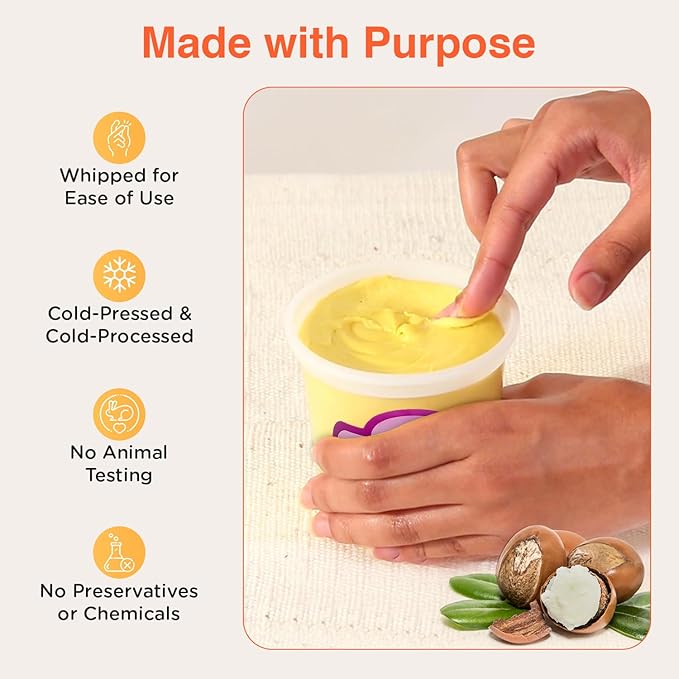Whipped Shea Butter Lavender – 100% Pure Unrefined Raw African Shea Butter | Cold-Pressed & Cold-Processed | Rich Natural Moisturizer for Dry, Sensitive Skin & Conditions Hair | No Parabens | 11.5 oz
