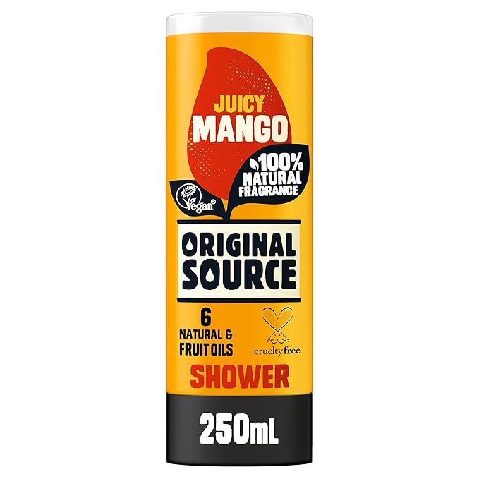 Original Source Mango Shower Gel, 100 Percent Natural Fragrance, Vegan, Cruelty Free, Paraben Free, Bulk Buy, Pack of 6 x 250 ml