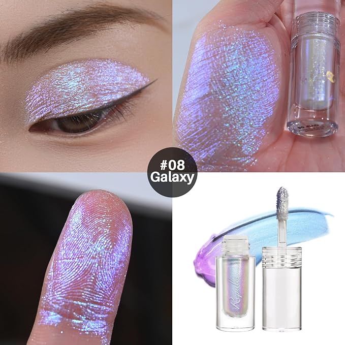 Duochrome Glitter Eyeshadow,Metallic Color Shifting Liquid Eyeshadow, High Pigment Quick Drying Waterproof Long Lasting, Vegan & Cruelty-Free #08