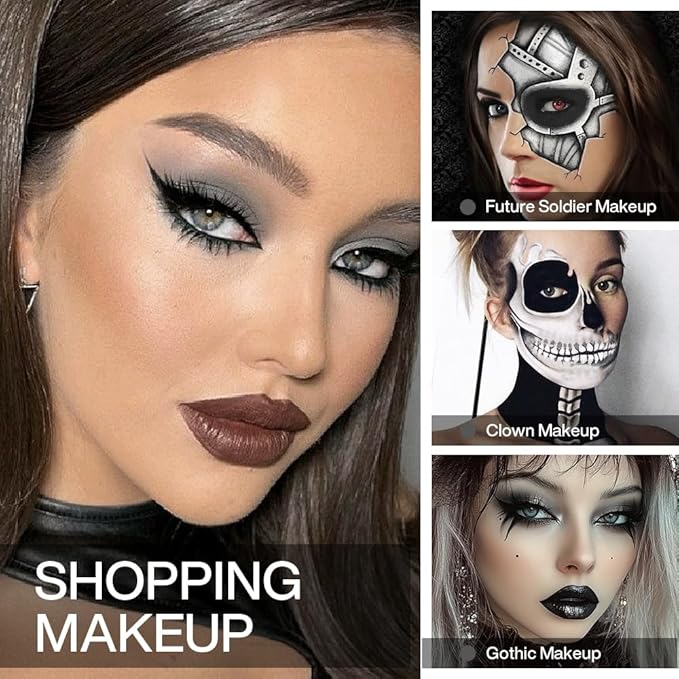 DE'LANCI Dark Gray Eyeshadow Matte, Single Matte Grey Eyeshadow Palette Longwear Natural Grey Eyes Makeup, Punk Goth Smokey Gray Eye Shadow Makeup, Blendable Sombra de Ojos Gris Day & Night Makeup,04