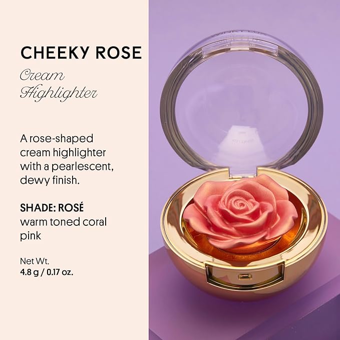 Winky Lux Cheeky Rose Cream Highlighter – Weightless Cream Makeup for Cheeks, Effortlessly Blendable, Skincare-Infused with Vitamin E, Warm Pink, Rosé