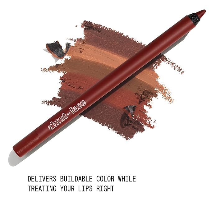 about-face Matte Fix Lip Pencil Incinerate – Long-Wear, Creamy Matte Lip Liner with Hyaluronic Acid & Vitamins C & E – Vegan, Cruelty-Free, Clean Beauty – 0.042 oz (Cinnamon)
