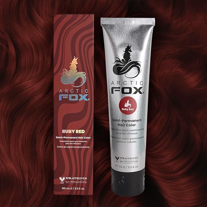 Arctic Fox Semi-Permanent Hair Dye, Vegan & Cruelty-Free, Ruby Red, Ammonia-Free, Conditioning Formula, For All Hair Types, DIY Color, 5.6 fl oz