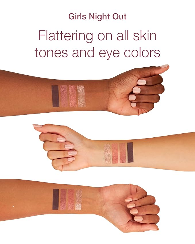 Mineral Fusion Eyeshadow Palette - Four Pressed Powder Shades in Matte, Glitter, and Shimmer Finishes - Natural, Lightweight Vegan Eye Makeup - (Girls Night Out)