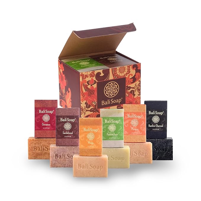 Bali Soap Tropical Paradise Collection 6-Pack Premium Handmade Soap Gift Set, Exotic Fruit & Floral Scents, Vegan Spa Experience for Women & Men, Moisturizing & Nourishing, All Skin Types