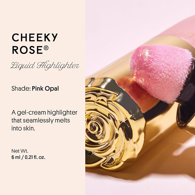 Winky Lux Cheeky Rose Liquid Highlighter - Gel Cream, Blendable & Buildable Pigment, Long Lasting Weightless Dewy Finish, Golden Pink, Pink Opal