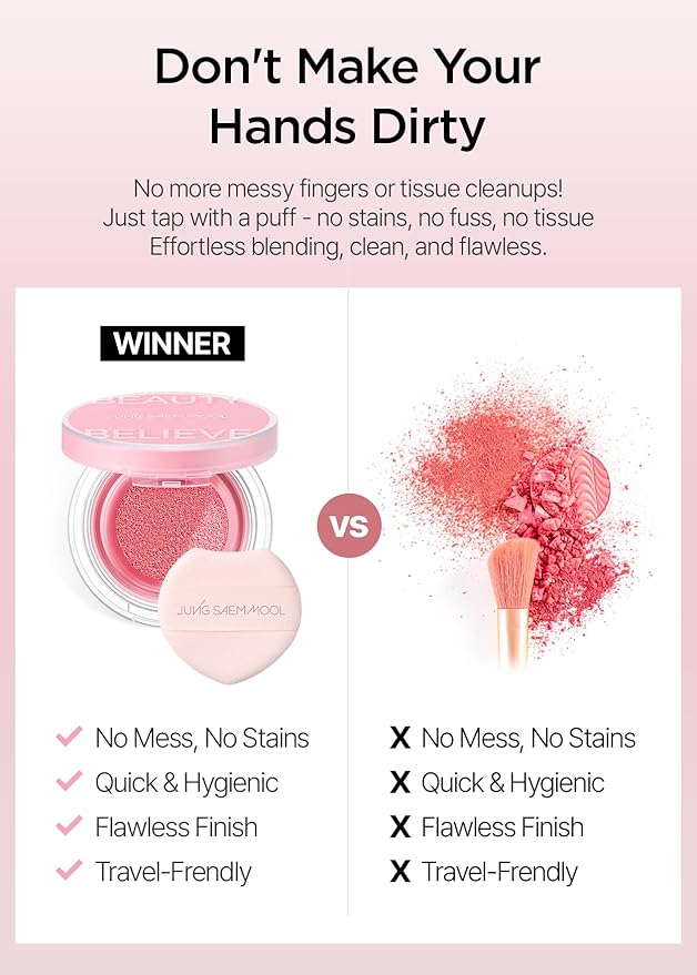 JUNG SAEM MOOL Artist Cushion Blush Blur | Matte & Soft Finish, Korean Liquid Blush for cheeks, Easy to Blend with Puff (Fuzzy Lavender)