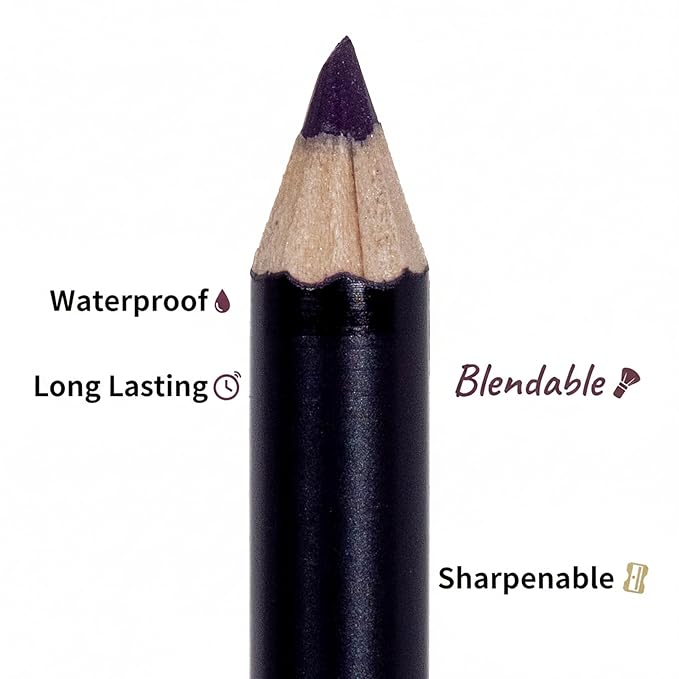 Mynena Dark Purple Creamy Matte Waterproof Lip Liner | Long Lasting Transfer-Proof | Sharpenable | Blendable Pencil for Defined Lips