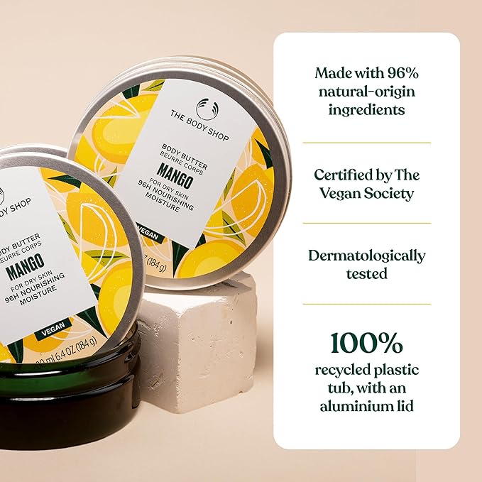 The Body Shop Mango Body Butter – Nourishing & Moisturizing Skincare for Normal Skin – Vegan – 6.4 oz