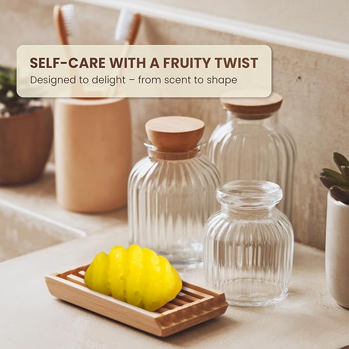 ABERA Pineapple Soap Bar – Fruit-Shaped Decorative Soap for Bathroom Décor or Spa Vibes – Tropical Moisturizing Vegan Body Cleanser, Unique Hand Soap Gift Set, 2 Pack (4.6 oz Total)