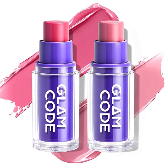 Glam Code Blush Makeup Stick - Makeup Lip + Cheek Stick for Eyes, Lips & Cheeks, Multi-Use Cream Blush Stick with Natural Flush, Hydrating & Long-lasting丨Vegan & Cruelty-Free - 03#