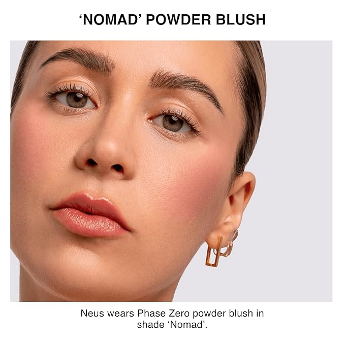 Phase Zero Makeup Powder Blusher | "Nomad" | 5g / 0.18 oz. | Full Coverage, Natural Blush | Soft, Buildable Pink, Coral, Peach & Golden Hues | Matte & Shimmering Shades Gives Cheeks a Radiant Glow