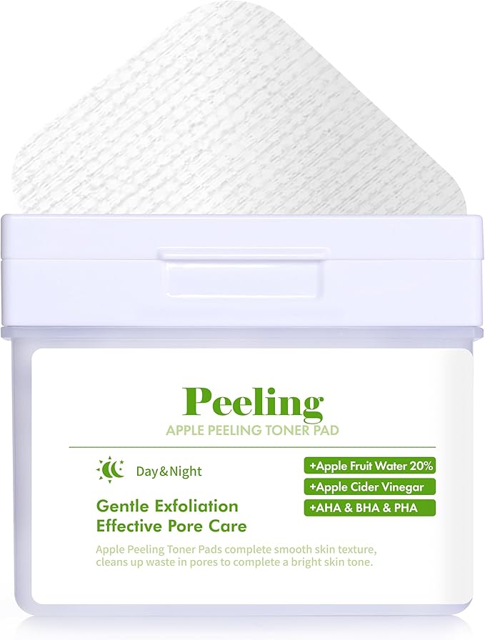 DERMAL Apple Peeling Toner Pads 80 Count – AHA BHA PHA Exfoliating Pads with 20% Korean Apple Fruit Water for Dull Rough Skin – Dual-Sided Vegan Tencel Pads with Tweezers (Korean Skincare)