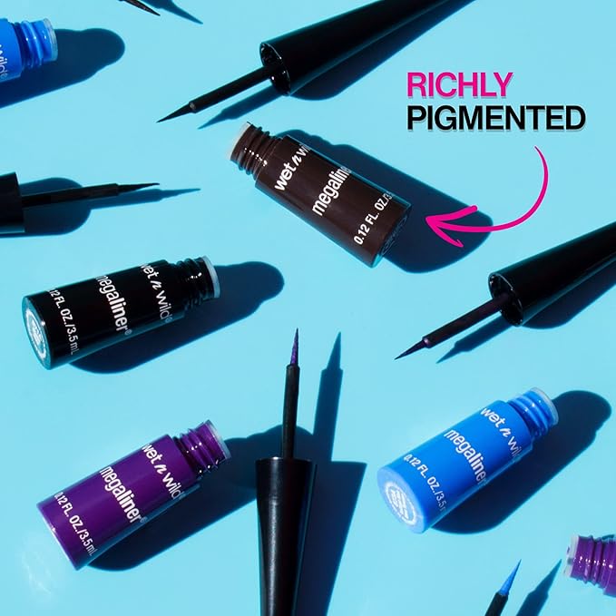 wet n wild MegaLiner Liquid Eyeliner - Metallic, Cosmic Black (Pack of 2)