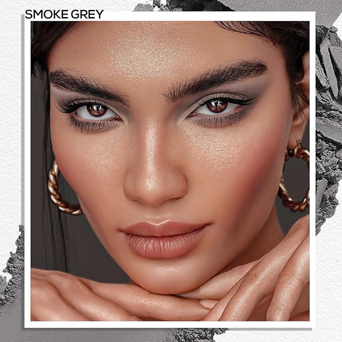 MAKI YIKA Smoky Grey Matte Single Eye Shadow Palette for Women, Pigmented White Eyeshadow Powder for Brown Eyes, Color Stay Long Lasting Waterproof Eye Makeup Palette, #2