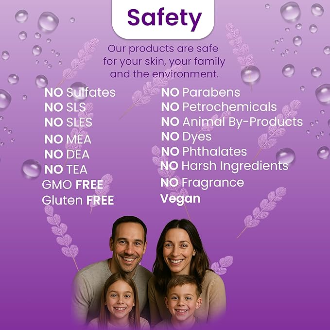 Vegan Body Wash with non toxic, Organic Ingredients | Made in USA |Great for Delicate Skin | Paraben free, gluten free, sulfate free| Moisturizing with organic Aloe & Shea Butter (Lavender)