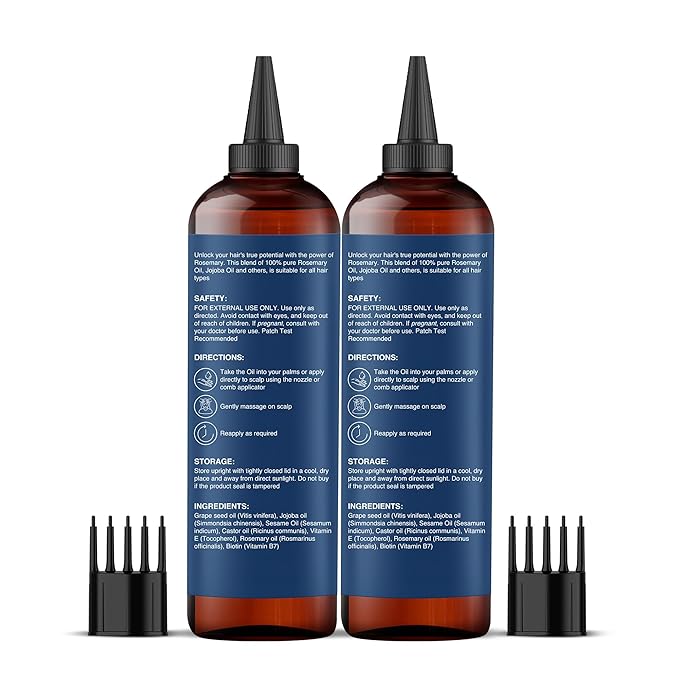 Botanic Hearth Hair Oil for Hair Growth | Rosemary Oil for Hair Growth with Biotin, Castor & Jojoba | Hair Relaxers & Dry Scalp Treatment | Color Safe | All Hair Types | 6.7 Fl Oz (2 Pack)