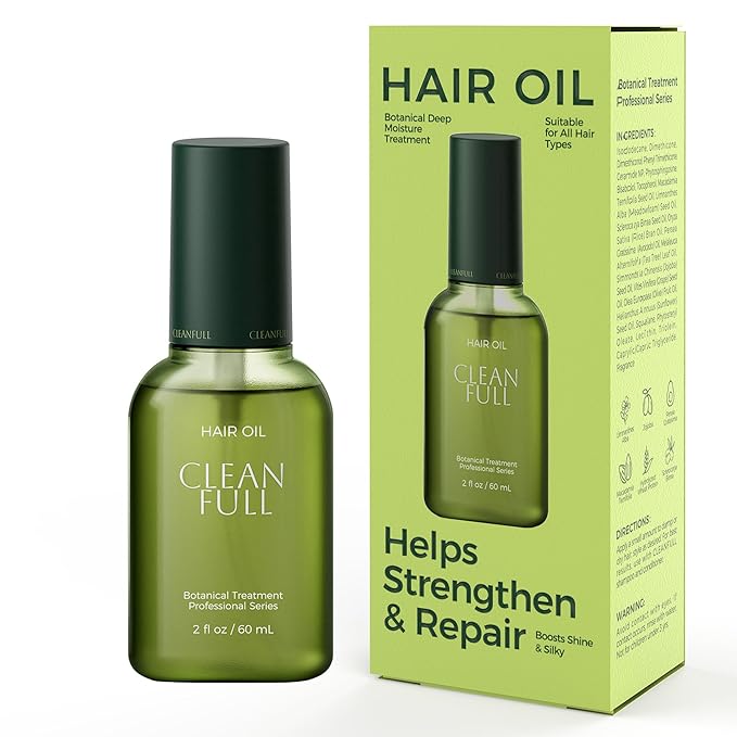 Botanical Hair Oil for Dry & Damaged Hair, Lightweight Leave-In Hair Serum with Heat Protection, Frizz Control, Shine & Split End Care, Vegan & Cruelty-Free, Paraben & Sulfate Free (2 fl oz)