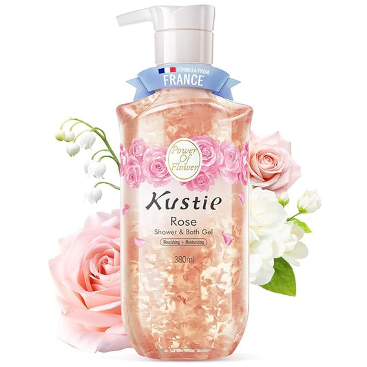 Kustie Petal Body Wash – Rose Water & Oil | Squalane, Hyaluronic & Niacinamide Cleanser | Vegan, Sulfate-Free, Perfume Long-Lasting Scent for Dry & Mature Skin, 12.8 fl oz