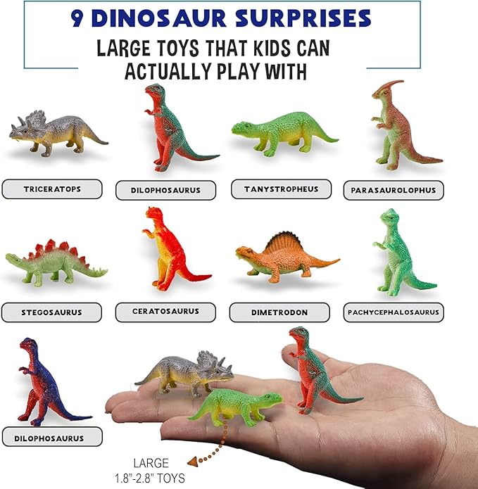 Bath Bombs for Kids with Surprise Toys Inside Plus Dinosaur Puzzle - Set of 9 Organic Dino Egg Bath Bombs with Rich Bubbles, Easter Basket Essentials