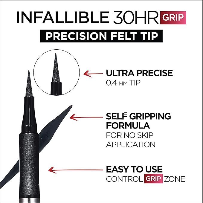 L'Oreal Paris Cosmetics Makeup Infallible Grip Precision Felt Eyeliner, Smudge Resistant, Long Lasting Waterproof Eyeliner, Green, Green, 0.03 fl oz