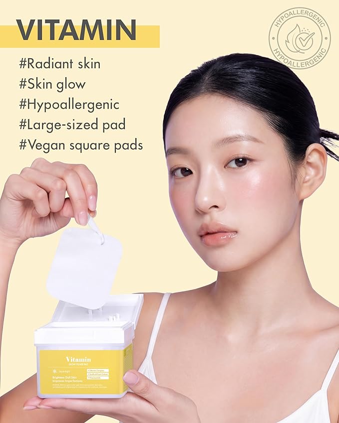 DERMAL Vitamin C Toner Pads 120 Count – Niacinamide Sea Buckthorn Vitamin 11 Complex for Dark Spots & Dull Skin – Vegan Pure Cotton Pads with Tweezers (Korean Skincare)