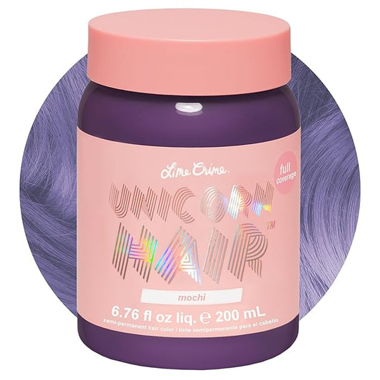 Lime Crime Unicorn Hair Dye Full Coverage, Mochi (Lavender) - Vegan and Cruelty Free Semi-Permanent Hair Color Conditions & Moisturizes - Temporary Purple Hair Dye With Sugary Citrus Vanilla Scent