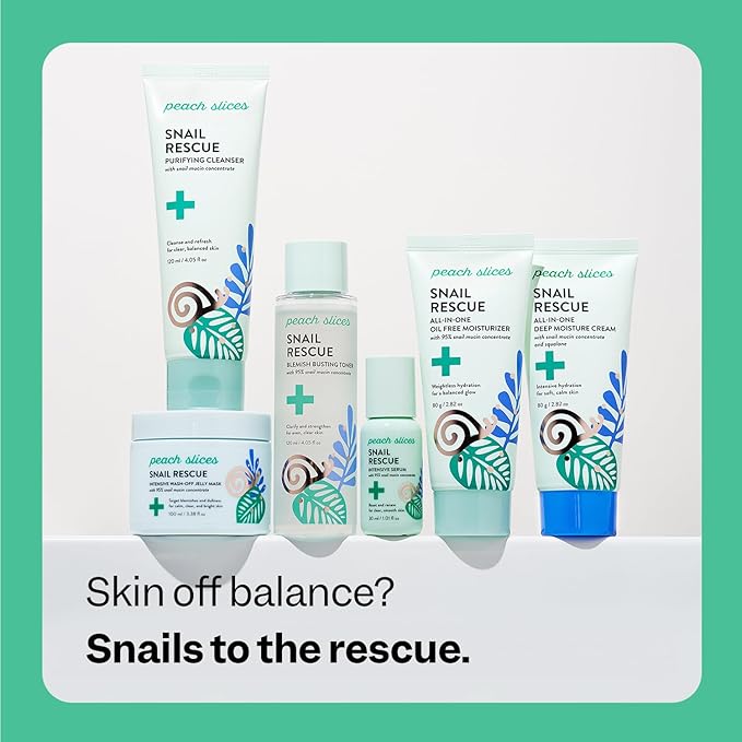 Peach Slices - Snail Rescue Intensive Serum (1.01 oz) - 95% Snail Mucin Concentrate - Reset, Renew & Smooth - Birch Juice, Hyaluronic Acid & Cica - Vegan & Cruelty Free - Korean Skin Care & Beauty