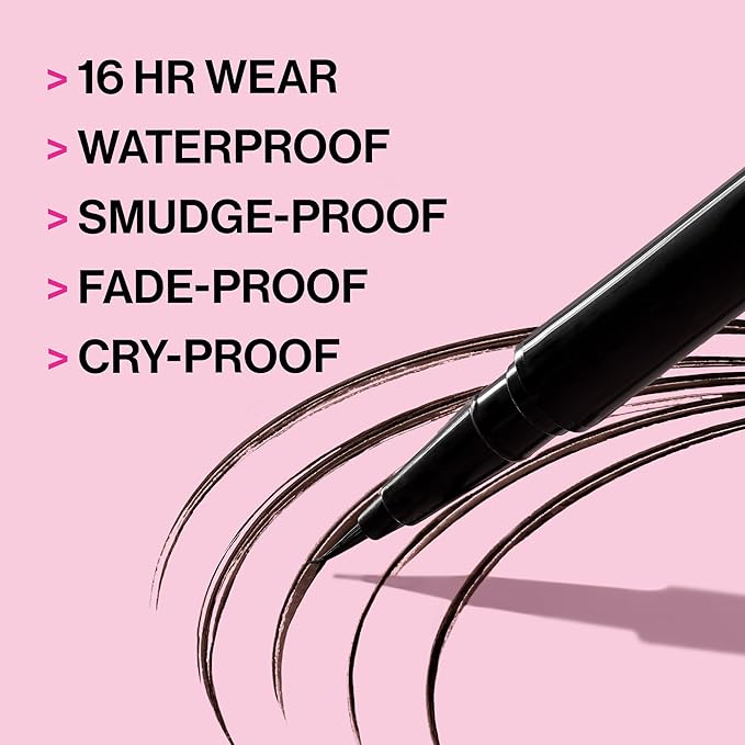 wet n wild Breakup Proof Skinny Ultra-Fine Brush Tip Waterproof Liquid Eyeliner Ultra Black (Pack of 2)