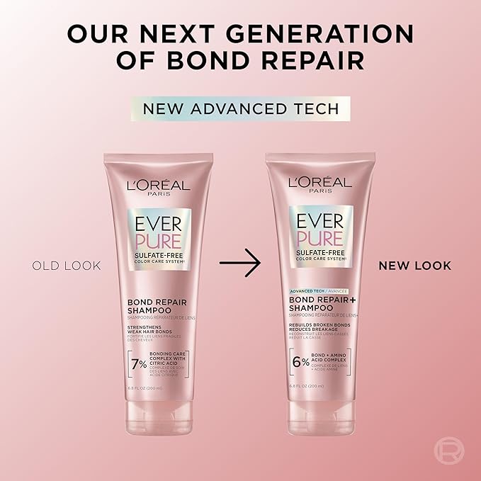 L'Oreal Paris EverPure Sulfate-Free Vegan Hair Care Kit - Shampoo and Conditioner to Strengthen and Repair Hair Bonds (Packaging May Vary)