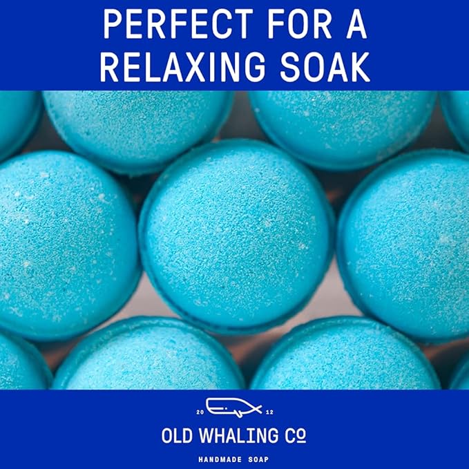 Old Whaling Co Assorted Bath Bombs – Set of 4 – Handmade Bath Soak with Epsom Salts – Cleansing, Soothing and Moisturizing Fizz – Beachy Bath and Body Products, 8 oz