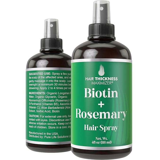 Biotin + Rosemary Oil Spray for Hair Growth. Vegan Leave in Conditioner for Women, Men. Strengthens & Hydrates Thinning, Dry Hair for a Healthier-Looking Scalp