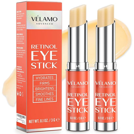 VELAMO ADVANCED Retinol Eye Stick: Renewing & Firming Under Eye Balm for Dark Circles, Puffiness, Fine Lines & Wrinkles - Travel Essentials, Portable & Perfect for On-the-go Use, 0.1 OZ/3g 2 Pcs