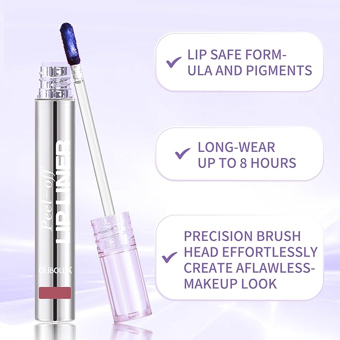 4Pcs Peel Off Lip Liner Stain Set - 24H Color Hold Long-Lasting, Smudge-Proof, Waterproof Nude Matte Lip Tint, Non-Fading Peel Off Lip Color, Effortless Precision & Full Coverage