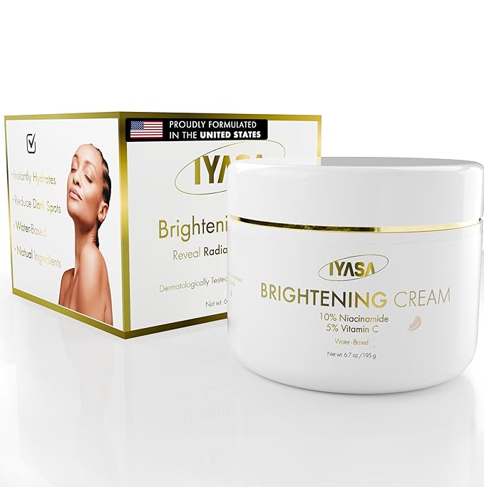 IYASA Brightening Cream for Face & Body, 5% Vitamin C & 10% Niacinamide, Water-Based Moisturizer Evens Tone & Revives Dull Skin, Clean, Vegan, Cruelty-Free, Sensitive Skin-Safe, 16 oz.