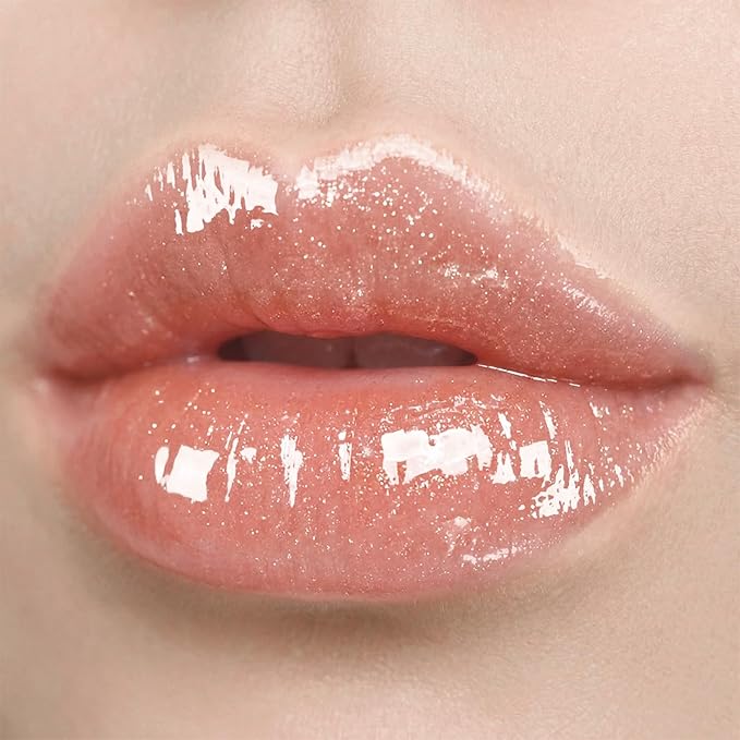 MAKEUP Glitter Lip Gloss –Nourishing and Hydrating with High-Shine Glimmer Finish & Sheer Wash Of Color, Chocolate Scent, Non-Sticky, Vegan & Cruelty-free, Crystal Nude 0.21 fl oz