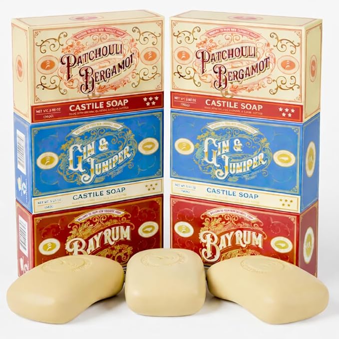 Carolina Castile Soap Vegan Castile Bar Soap – Variety Pack of Natural Soap for Men, Women, and Kids – Gentle, Hydrating Castile Bars with Organic Cocoa Butter and Olive Oil, 5 Oz. Each