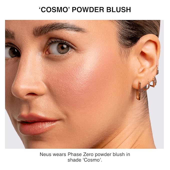 Phase Zero Makeup Powder Blusher | "Cosmo" - 6.5g / 0.23 oz. | Full Coverage, Natural Blush | Soft, Buildable Pink, Coral, Peach & Golden Hues | Matte & Shimmering Shades Gives Cheeks a Radiant Glow