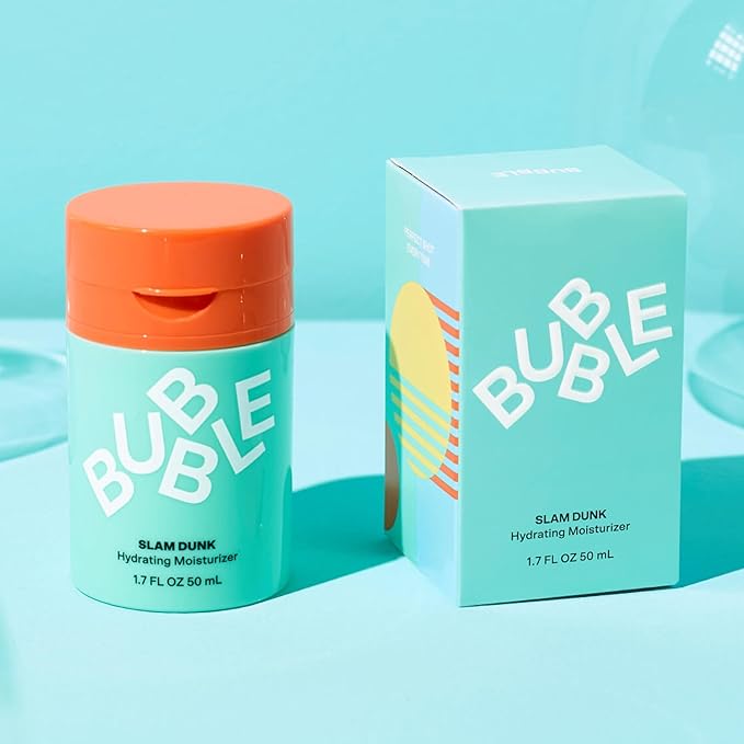 Bubble Skincare Slam Dunk Bundle - Hydrating Face Cream for Dry Skin Made with Vitamin E + Aloe Vera Juice for a Glowing Complexion - Skin Care with Blue Light Protection (50ml + 10ml, 2 Count)