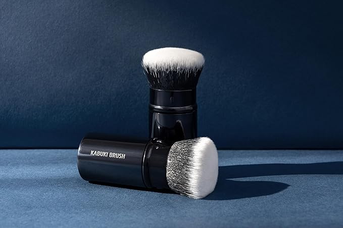 Lune+Aster Kabuki Brush |Retractable, Lightweight, High Performance Kabuki Brush. Densely-Packed, Flat, Vegan Bristles.