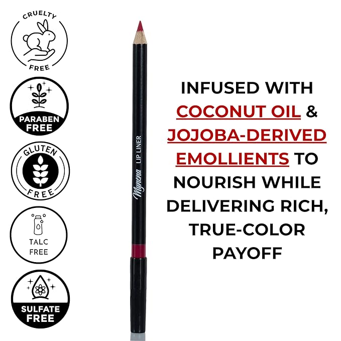 Mynena Amaranth Red Creamy Matte Waterproof Lip Liner | Long Lasting Transfer-Proof | Sharpenable | Blendable Pencil for Defined Lips