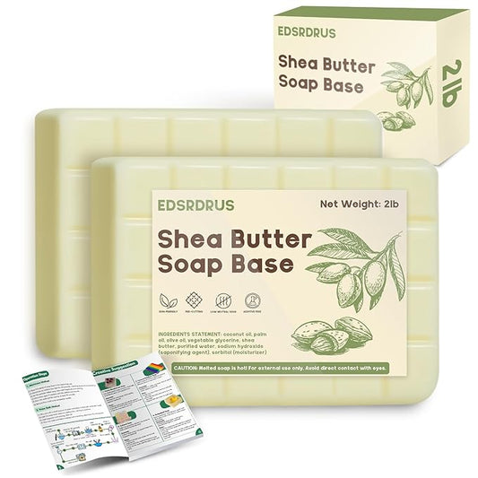 2lb Glycerin Soap Base - Scented Melt and Pour Soap Base for DIY Crafting, Easy to Cut, Vegan and Cruelty-Free, Moisturizing and Gentle on Skin, Perfect for Soap Making Supplies (Shea Butter, 2 Pound)
