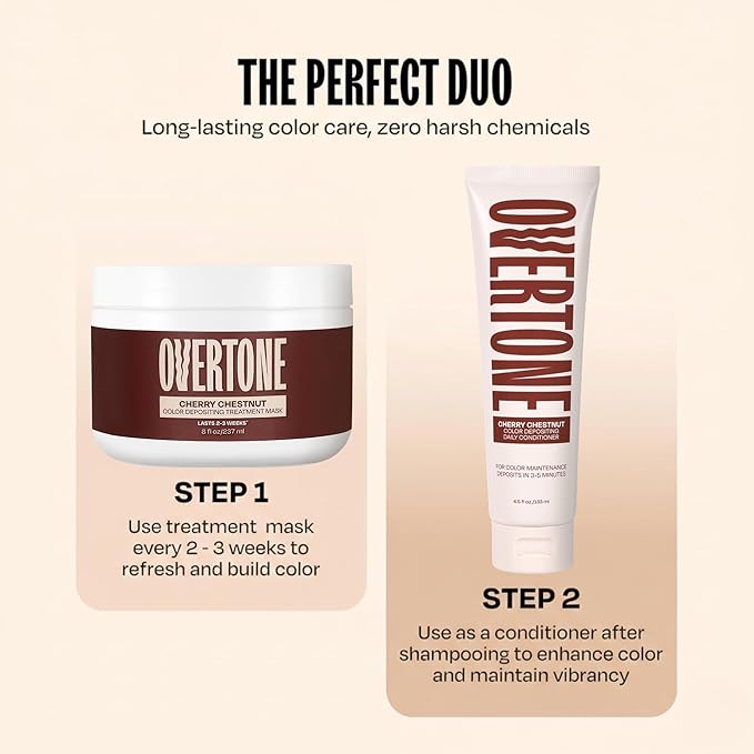 Overtone Daily Color Depositing Conditioner for Hair, Cherry Chestnut:Temporary Pigment with Shea, Coconut & Avocado Oils, Hydrating, Vegan & Cruelty-Free, All Hair Types, 4.5oz.