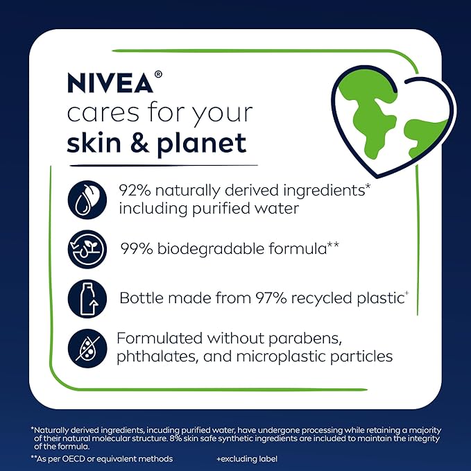 NIVEA Men Sport Body Wash with Revitalizing Minerals, Tangerine and Pepper Scent, 3-in-1 Men's Body Wash, Face and Hair, Paraben Free, Vegan Formula, 16.9 Fl Oz Bottle