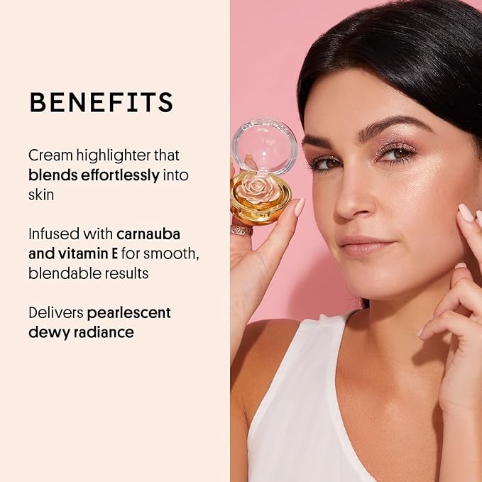 Winky Lux Cheeky Rose Cream Highlighter – Weightless Cream Makeup for Cheeks, Effortlessly Blendable, Skincare-Infused with Vitamin E, Warm Pink, Rosé