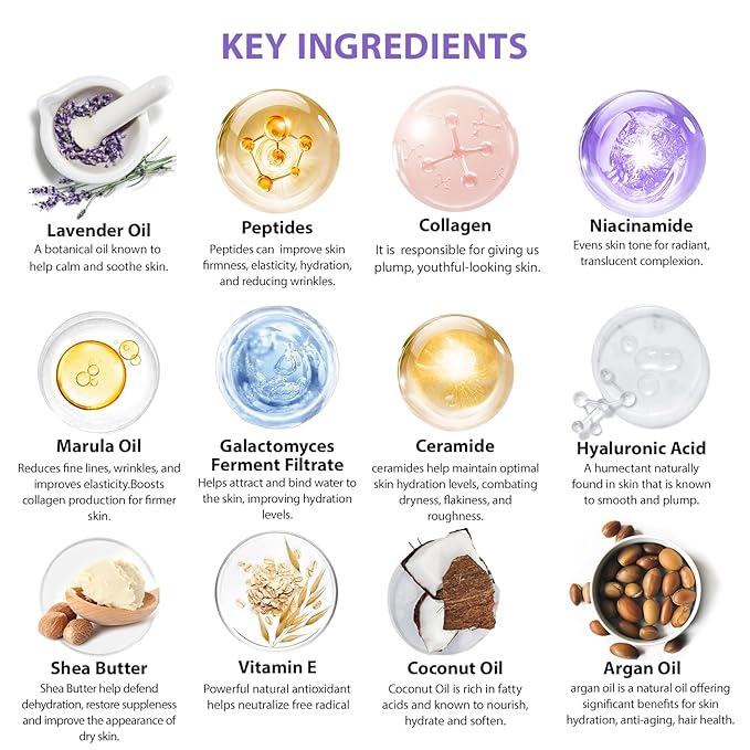 55 Pcs Valentines Day Gifts for Women, Lavender Face Sheet Mask Pack, Hydration Skin Care Kit, Overnight Gel Mask, Clay Mask, Hyaluronic Acid Face Serum, Christmas, Birthday, Mother Day