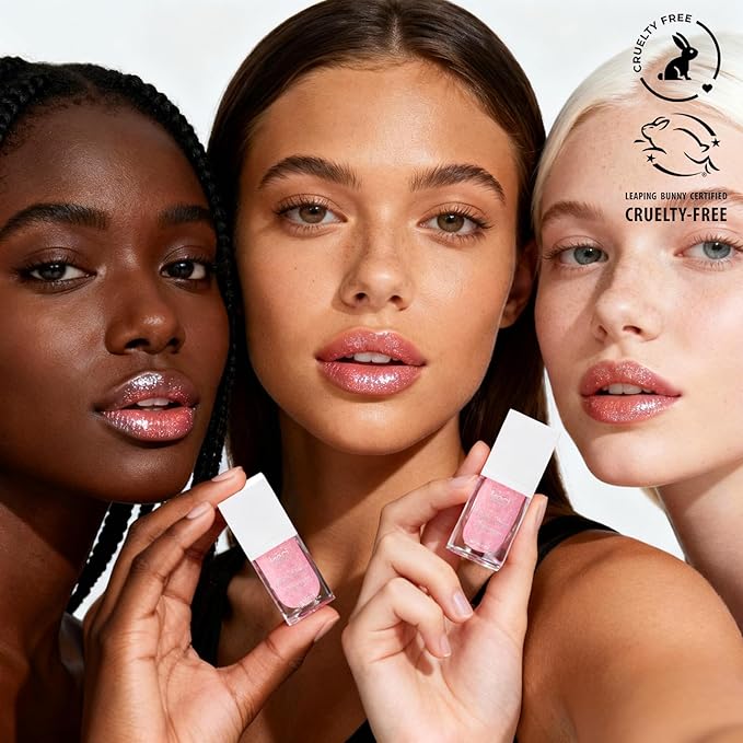 Glitter Lip Gloss –Nourishing and Hydrating with High-Shine Glimmer Finish & Sheer Wash Of Color, Strawberry Scent, Non-Sticky, Vegan & Cruelty-free, Candy Pink 0.21 fl oz