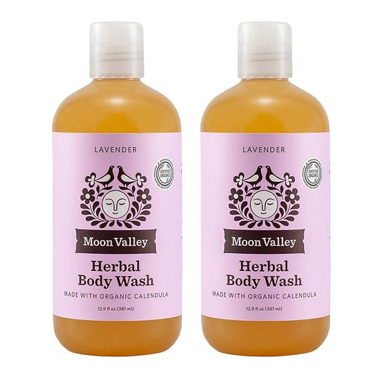 Herbal Body Wash, Lavender by Moon Valley, All Natural Ingredients, No Parabens, Vegan, Moisturizing Essential Oils, Two Pack