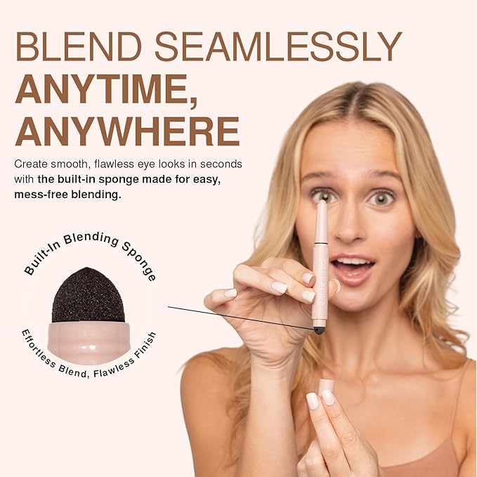 Palladio Waterproof Eyeshadow Stick with Blending Sponge, Long Lasting & Effortless Application, Smudge Free & Crease Proof Formula, Matte & Shimmer Shades, Buildable Eye Shadow (Matte Black)